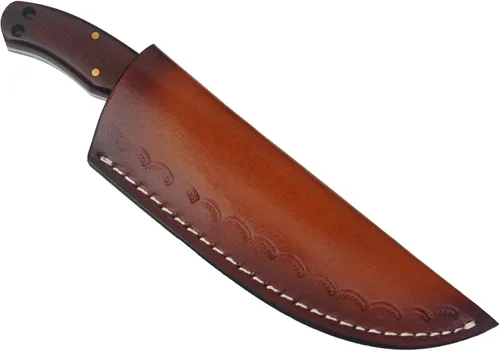 Miniatura 9 de Cuchillo de Acero de Damasco con Funda de Cuero – Cuchillo de Hoja Fija de Espiga Completa de 7.5" con Mango de Madera de Palisandro de 4
