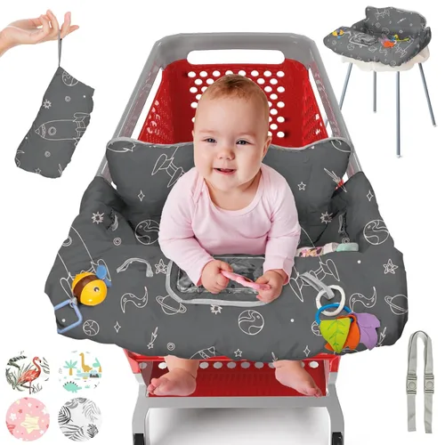 PILLANI Funda para carrito de compras para bebé, funda para silla alta para asiento de restaurante - Funda para carrito de comestibles para bebé