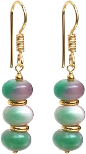 Miniatura 10 de Gempires - Aretes ligeros con cuentas hechas a mano, hipoalergénicos, chapados en oro, aretes colgantes para mujer