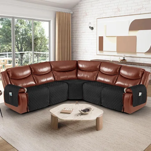 Miniatura 6 de Ruaozz Fundas de Sofá Seccional Reclinable Extra Grandes Impermeables Funda de Sofá para Sofá Reclinable en Forma de L de 5 Asientos Fundas de Sofá