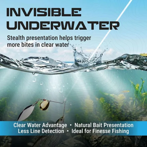 Miniatura 4 de Reaction Tackle Línea de pesca de fluorocarbono 100% puro, alta resistencia, resistente a la abrasión, hundimiento rápido, prácticamente invisible