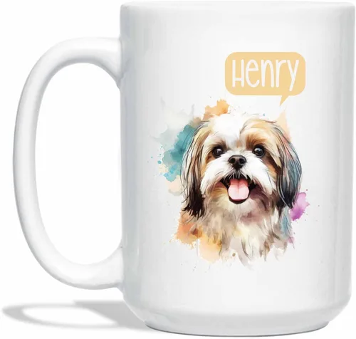 Miniatura 9 de Taza de café de perro de pastor australiano, taza de café personalizada para mascotas con nombre, regalo conmemorativo para mascotas para papá