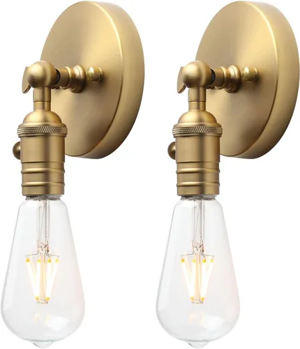 Miniatura 11 de Pathson Lámpara de pared vintage, aplique de 1 luz con diseño de moldura de candelabro, lámpara de pared industrial, tapa base de metal giratoria