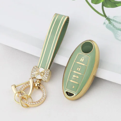 Miniatura 6 de PIFOOG Key Fob Cover Fit for Nissan 4 Button Altima Rogue Sentra Kicks Armada Murano Pathfinder Versa Titan Leaf Accessories Green Car Keys Case