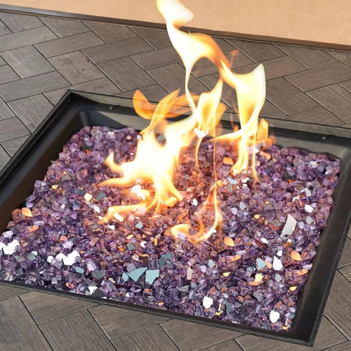 Miniatura 32 de Stanbroil - Vidrio de fuego de 10 libras – Cristal de fuego templado reflectante de 1/2 pulgada para chimenea de hoguera, azul Pacífico reflectante