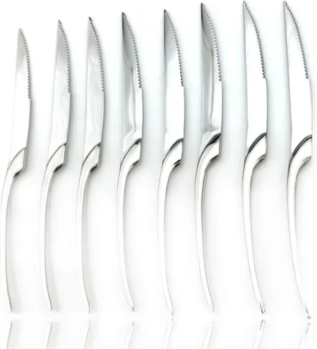 Miniatura 12 de JASHII Juego de cubiertos de acero inoxidable 18/10 de 20 piezas de plata pulida con espejo, cuchillo de cena, tenedor de ensalada, cuchara