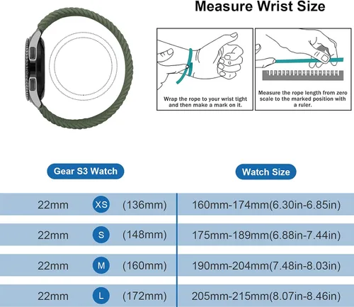 Miniatura 5 de 22mm Solo Loop Braided Nylon Band Compatible with Samsung Galaxy Watch Gear S3 /46mm Band,Stretchable Elastic Women Men Soft Woven Replacement