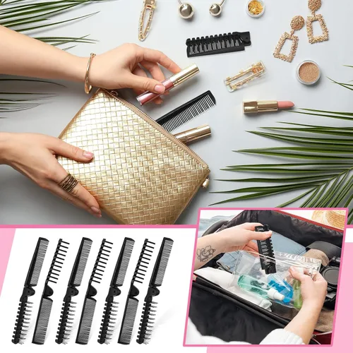 Miniatura 4 de Skylety 100 piezas de cepillo portátil de viaje para el cabello, cepillo plegable de doble cabeza, peine de bolsillo compacto, herramienta