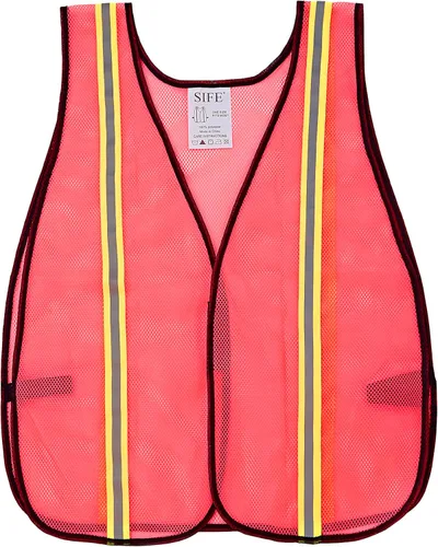 Miniatura 8 de SIFE Paquete de 10 chalecos de seguridad reflectantes de alta visibilidad, hechos de tela de malla transpirable y naranja neón con diseño elástico