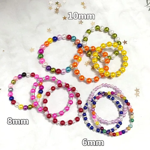 Miniatura 4 de 400 cuentas de perlas de satén de 0.315 pulgadas (0.315 in) redondas sueltas de plástico para hacer joyas, aretes, pulseras, collares, llaveros