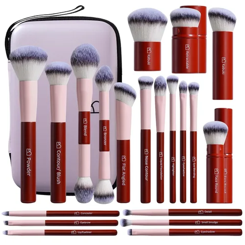 Miniatura 13 de Juego de brochas de maquillaje profesional BS-MALL con estuche de viaje, 20 brochas de maquillaje sintéticas para base, conce aler, rubor, polvo