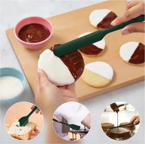 Miniatura 3 de HOTEC Juego de 5 espátulas de silicona resistentes a 315°C libres de BPA, espátulas de goma para la cocina, para hornear, mezclar para utensilios
