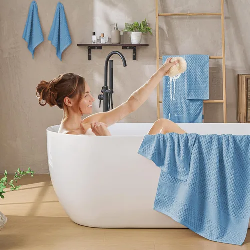 Miniatura 2 de Simple&Opulence Juego de toallas de lujo de 6 piezas, toallas de baño 100% algodón con lazo para colgar
