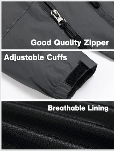 Miniatura 6 de GIISAM Chaqueta impermeable y a prueba de viento para hombre, ligera, con capucha, chaqueta deportiva de montaña para hombre, cortavientos