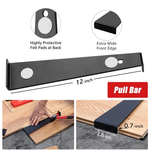 Miniatura 4 de EZARC Kit de instalación de pisos de madera laminada de 64 piezas con mazo reforzado de doble cara, barra de tracción resistente, bloque de roscado