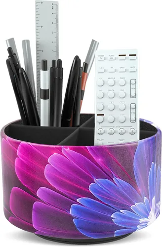 Miniatura 14 de lizimandu Organizador Redondo de Cuero para Suministros de Arte, Soporte para Control Remoto, Rotación de 360 Grados, Soporte Multifuncional