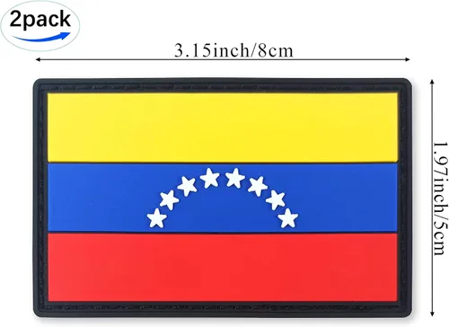 Miniatura 3 de JBCD Parche táctico venezolano con bandera de Venezuela, parche de cierre de gancho y bucle de goma de PVC, paquete de 2