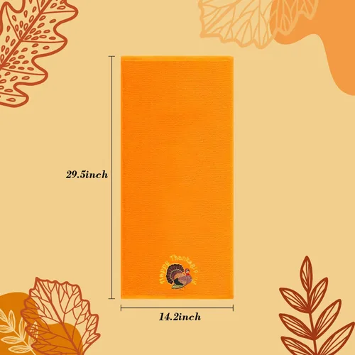 Miniatura 4 de Quera Paquete de 2 toallas de mano de otoño de Acción de Gracias, hojas de otoño, pavo, bordadas, decoración de lujo de primera calidad, juego