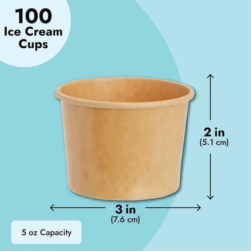 Miniatura 4 de Juvale Vasos de papel desechables para helado, revestimiento resistente a las fugas y tazas de gelato, cuencos de control de porciones de 5 onzas
