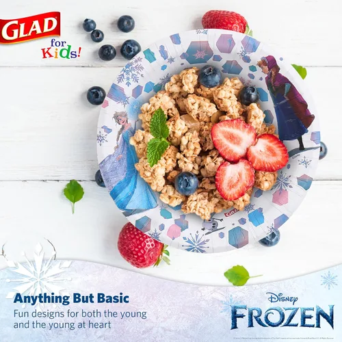 Miniatura 3 de Glad Cuencos de papel desechables de Disney Frozen para niños, Anna y Elsa, resistentes, a prueba de remojo, aptos para microondas, aptos