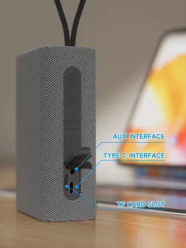 Miniatura 5 de PEICHENG Altavoz, Altavoces Bluetooth inalámbricos portátiles, Sonido estéreo fuerte impermeable con luces RGB, emparejamiento TWS, tiempo de Gris