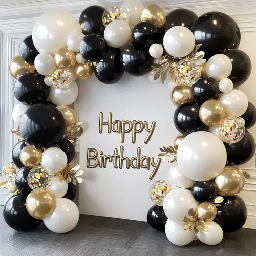 Miniatura 8 de Kit de arco de globos de color azul marino, plateado, doble relleno, blanco perla, azul real, azul oscuro, plateado, cromado, con globos de confeti