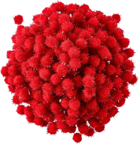 Miniatura 8 de HESTYA 500 Piezas Pompones de Navidad Brillantes de 0.5 Pulgadas Pompones Esponjosos Deslumbrantes Bolas de Pompones Pequeños de Fieltro con Blanco