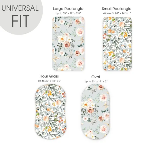 Miniatura 5 de GRSSDER Juego de 2 sábanas elásticas ultra suaves para cuna, ajuste universal para cuna de bebé, colchón rectangular ovalado, flores y frutas
