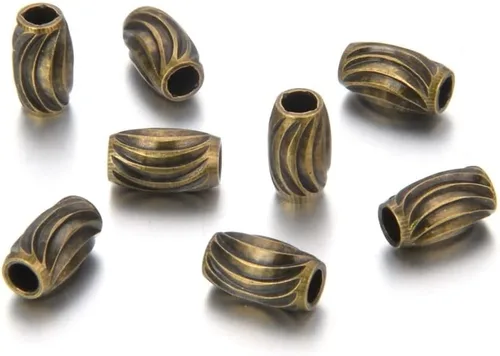 Miniatura 8 de 1000 cuentas sueltas de arroz ovaladas lisas de 0.236 in (0.24 pulgadas), espaciador pequeño y pequeño, chapado en bronce antiguo