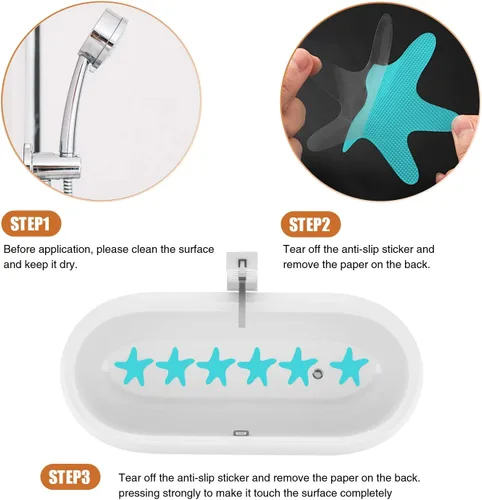 Miniatura 6 de Secopad Calcomanías antideslizantes para ducha, 24 calcomanías adhesivas de seguridad para tina con raspador de primera calidad para bañera, ducha