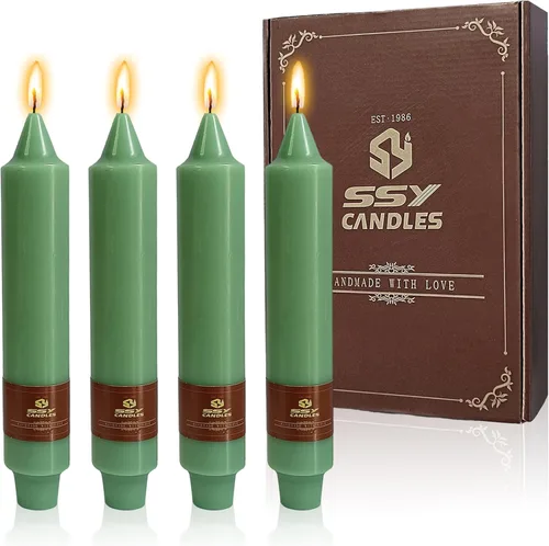 Miniatura 54 de Candelabros cortos de 5 pulgadas con velas cónicas verde oscuro, 4 piezas para cena, hogar, boda, fiesta, decoración
