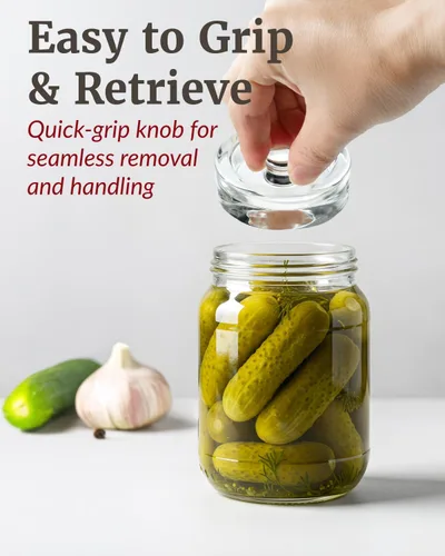 Miniatura 3 de Elementi Juego de 2 pesas de fermentación – Pesas de vidrio de fácil agarre para fermentación, peso perfecto para decapado y enlatado para frascos