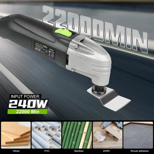 Miniatura 2 de GALAX PRO Multiherramienta oscilante 22000 OPM 2.0A, ángulo oscilante de 3 grados con 3 hojas de sierra, 1 placa de lijado de hoja semicírcula, 6