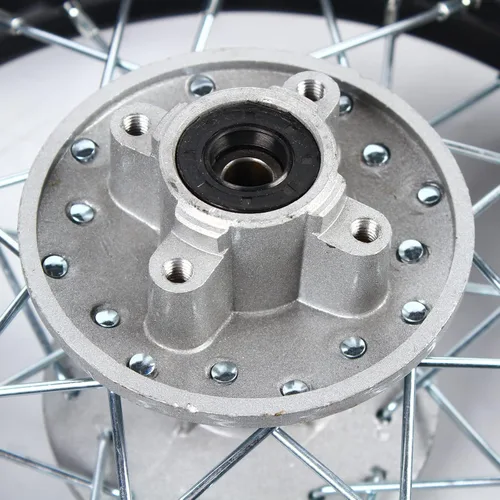 Miniatura 5 de 12" Ensamblaje de Llanta y Riel de Rueda Trasera 80/100-12 con Piñón y Rotor de Disco de Freno, Compatible con Motos de Pista de Barro