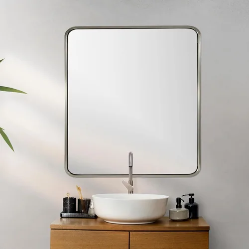 Miniatura 45 de ANDY STAR Espejo de baño negro de 24 x 30 pulgadas, espejos de tocador de baño negros para pared, espejo rectangular redondeado para fregadero