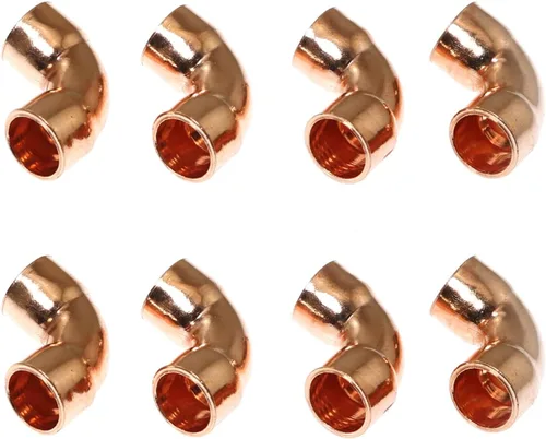 Miniatura 4 de RLECS 8PCS 1/4 "codo de cobre accesorios de tubería, 90 grados, HVAC y refrigeración, 0.250x0.035 in