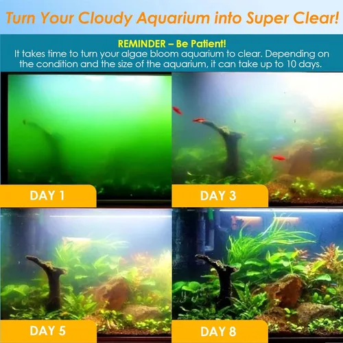 Miniatura 2 de AquaMiracle Filtro de acuario para agua verde, filtros de tanque de peces U - V con temporizador (4/8/12/24 horas), filtro de peces de modo dual