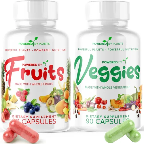 Suplemento diario de frutas y verduras, 180 cápsulas durante 30 días, superalimento sin OMG y sin gluten con vitaminas naturales, alimentado por