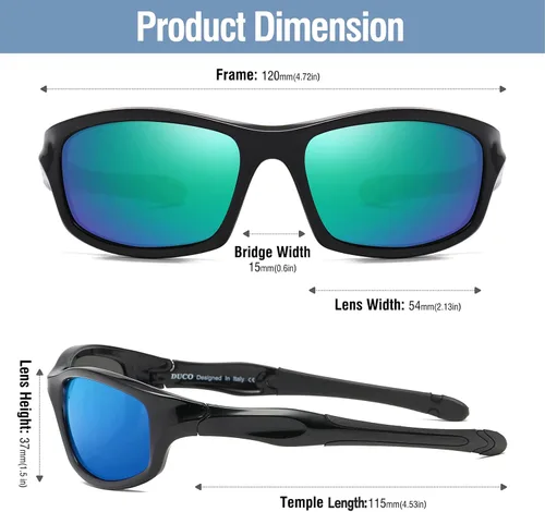 Miniatura 3 de DUCO K006 - Gafas de sol polarizadas deportivas para niños y niñas, gafas de sol de béisbol para niños, protección UV de 6 a 10 años