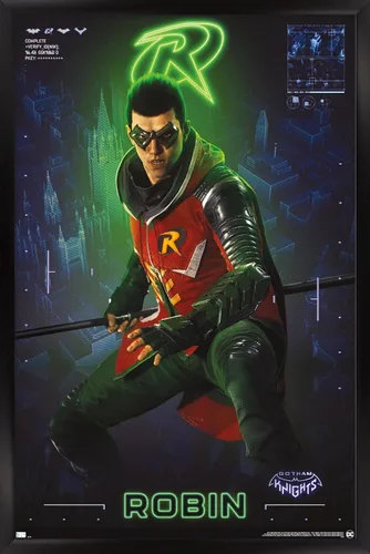 Miniatura 8 de Trends International DC Comics Gotham Knights - Póster de pared de Robin, 14.725 x 22.375 pulgadas, versión enmarcada de madera de granero