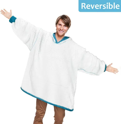 Miniatura 5 de Solaris - Sudadera tipo manta con capucha, cálida, supersuave y acogedora, de gran tamaño, de sherpa, para hombres y mujeres, con bolsillo grande