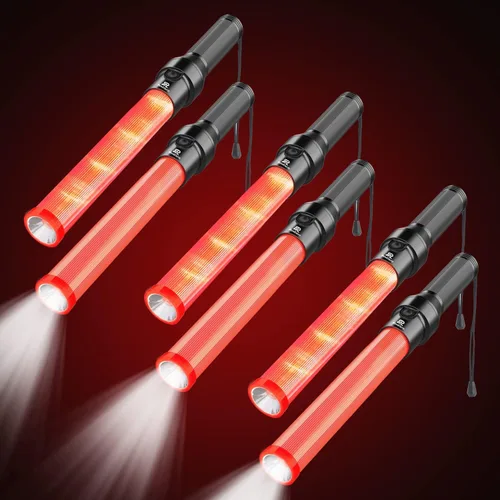 Miniatura 10 de RoadHero Paquete de 4 Bastones de Tráfico, Bastones de Control de Tráfico LED de 16 Pulgadas, Varitas de Luz de Seguridad Nocturna con 3 Modos