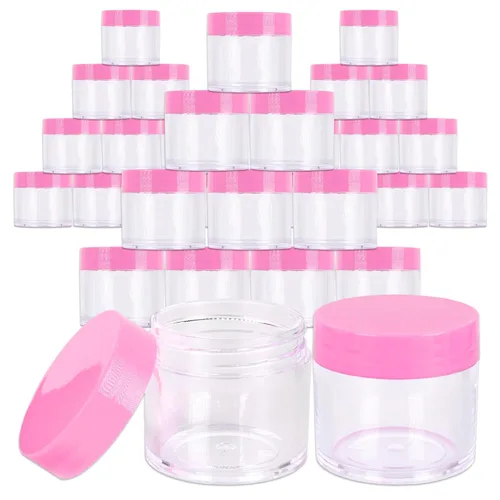 Miniatura 34 de Beauticom 1.06 oz/1.0 fl oz (1 fl. oz.) Tarros de plástico transparente de doble pared a prueba de fugas con tapas superiores planas para cremas, Oro