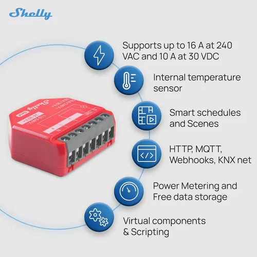 Miniatura 2 de Shelly 1PM Gen4 Interruptor de relé inteligente Wi-Fi, Zigbee, Matter con medición de potencia, 1 canal 16A Automatización del hogar