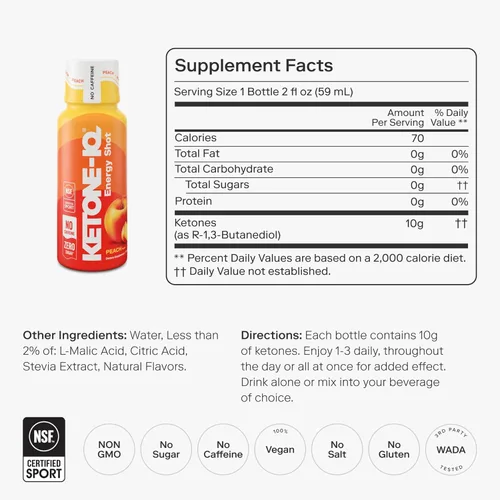 Miniatura 2 de Ketone-IQ Shots de Energía de Cetonas Exógenas Sin Cafeína - Paquete de 24 Bebidas Energéticas Sin Cafeína con 10g de Cetonas - Sin Azúcar, Sin Sal
