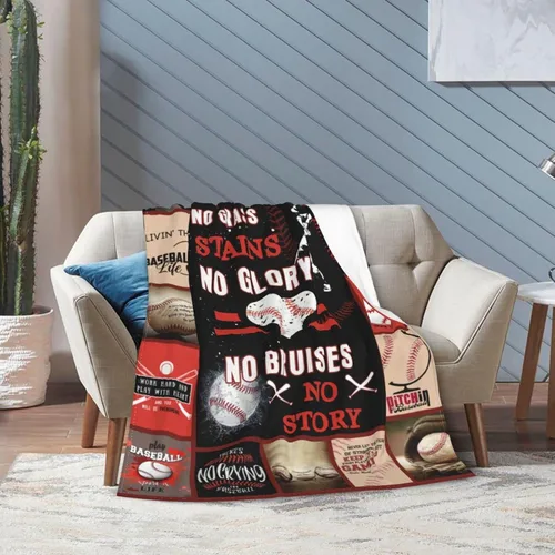 Miniatura 6 de Manta de Béisbol Regalo de Béisbol para Niños Suave Cálida Decoración de Béisbol Deportiva Manta de Sofá de Vellón Polar Felpa Esponjosa Ligera