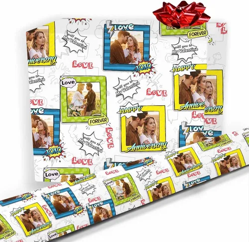 Papel de regalo personalizado, divertido papel de regalo para cara, foto, nombre, Día del Padre, rollo de regalo para papá, hombres, mujeres, niños,
