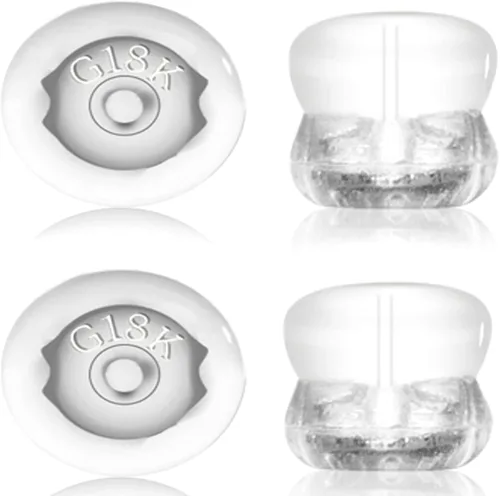 Miniatura 14 de Parte trasera de aretes, de silicona de oro de 18 quilates para tachuelas/orejas caídas, bloqueo seguro para aretes pesados, no irrita