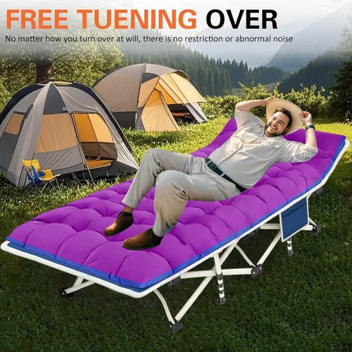 Miniatura 2 de COLMERD Catre de camping con cómodo colchón para dormir con almohadilla resistente cama de camping catre de dormir incluye bolsa de transporte