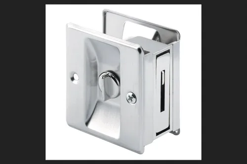 Miniatura 4 de Prime-Line 161495 - Cerradura de privacidad de latón pulido con cerradura de puerta de bolsillo para tirador (paquete individual)